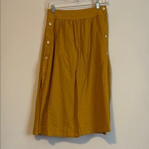 Madewell Mustard Yellow Button Sides Midi Skirt